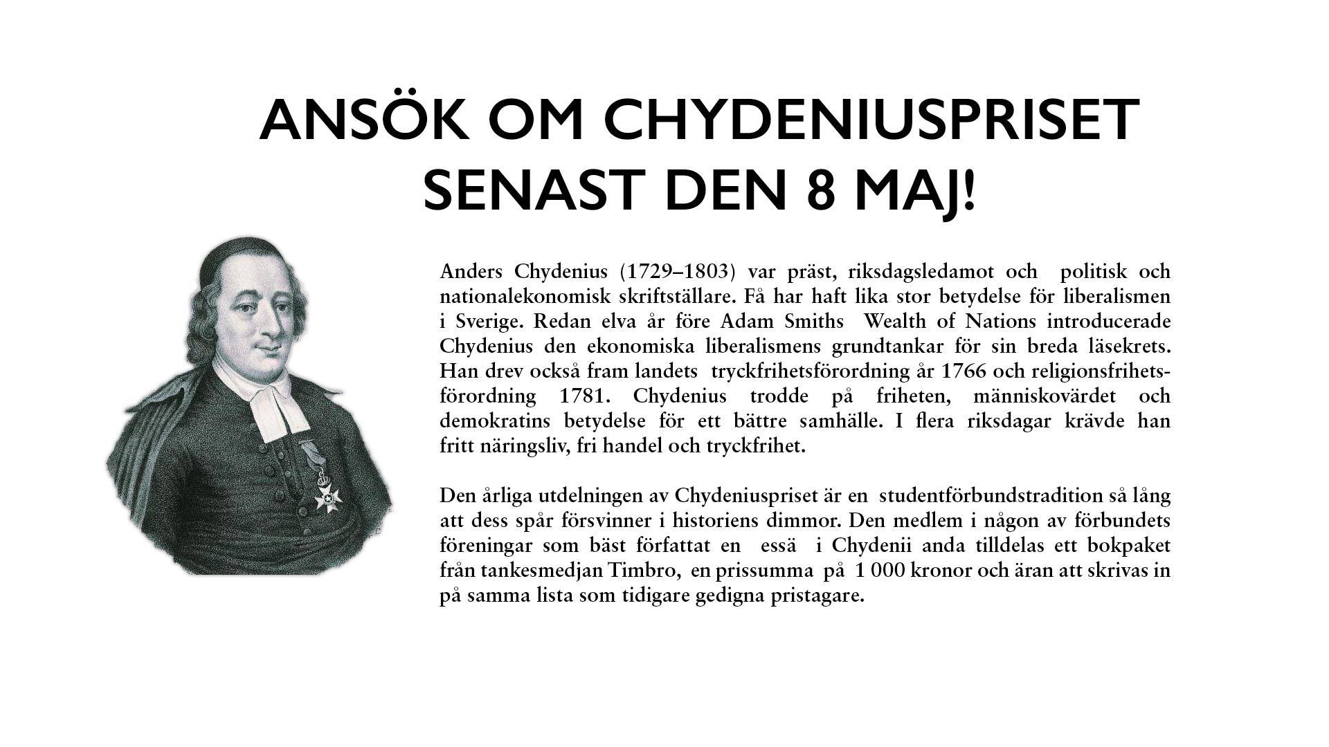 Read more about the article Sök årets Chydeniuspris